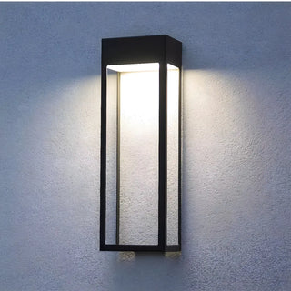 Waterproof Black Rectangular Steel External Wall Sconce Zawala Image - 5