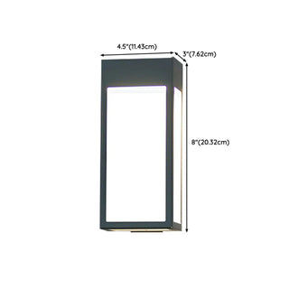 Waterproof Black Rectangular Steel External Wall Sconce Zawala #size