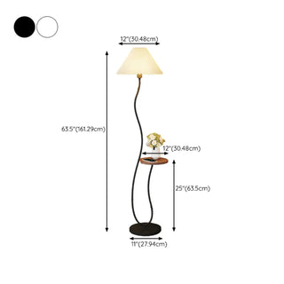 ZOWALA - Pleated Shade Curved Stand and Side Table Floor Lamp #size