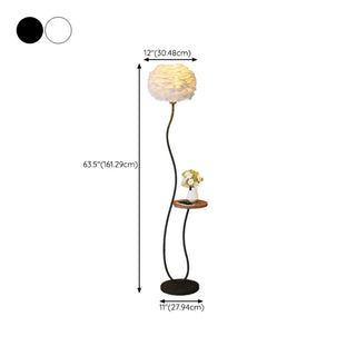 ZOWALA - Pleated Shade Curved Stand and Side Table Floor Lamp Image - 11
