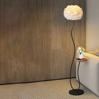 ZOWALA - Pleated Shade Curved Stand and Side Table Floor Lamp Image - 3