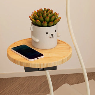 ZOWALA - Pleated Shade Curved Stand and Side Table Floor Lamp Image - 5