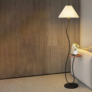 ZOWALA - Pleated Shade Curved Stand and Side Table Floor Lamp Image - 6