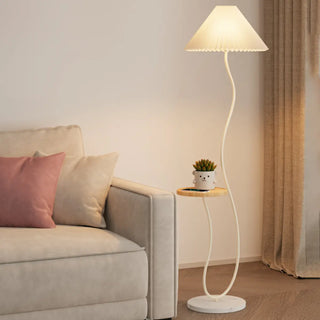 ZOWALA - Pleated Shade Curved Stand and Side Table Floor Lamp Image - 8