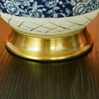 Vintage White Fabric Shade Globe Ceramic Table Lamp Zawala Image - 9