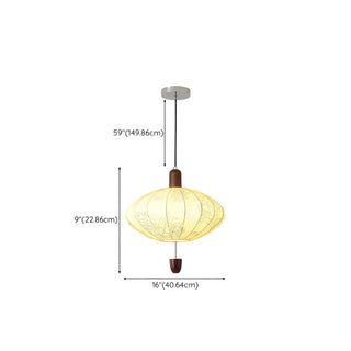 ZOWALA - Lantern Fabric Beige Wood Ball Living Room Chandelier Image - 23