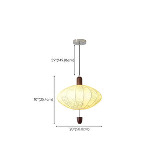 ZOWALA - Lantern Fabric Beige Wood Ball Living Room Chandelier Image - 24