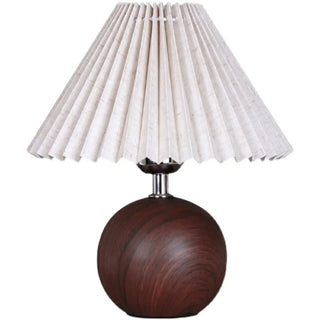 Umbrella-Shaped Wooden Ball Base Bedside Table Lamp Zawala Image - 10
