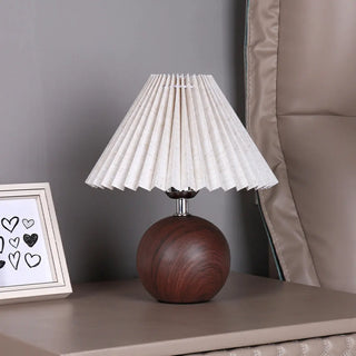 Umbrella-Shaped Wooden Ball Base Bedside Table Lamp Zawala Image - 2
