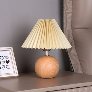 Umbrella-Shaped Wooden Ball Base Bedside Table Lamp Zawala Image - 3