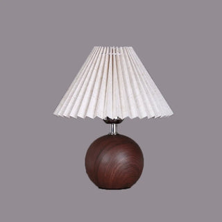 Umbrella-Shaped Wooden Ball Base Bedside Table Lamp Zawala Image - 4