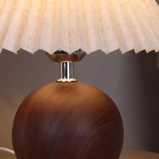 Umbrella-Shaped Wooden Ball Base Bedside Table Lamp Zawala Image - 6