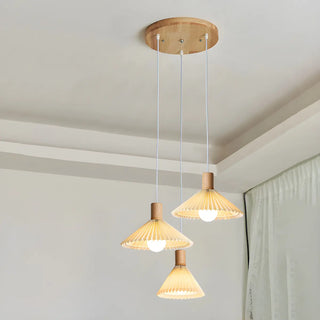 ZOWALA - Modern Cone White Fabric Pleated Fabric Pendant Light Image - 1