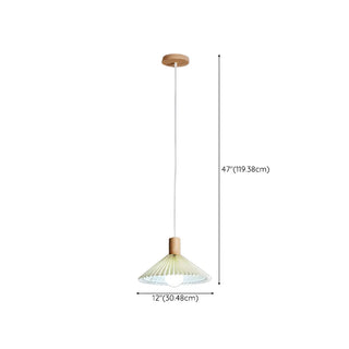 ZOWALA - Modern Cone White Fabric Pleated Fabric Pendant Light Image - 13