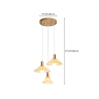 ZOWALA - Modern Cone White Fabric Pleated Fabric Pendant Light Image - 14