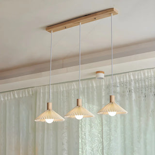 ZOWALA - Modern Cone White Fabric Pleated Fabric Pendant Light Image - 2