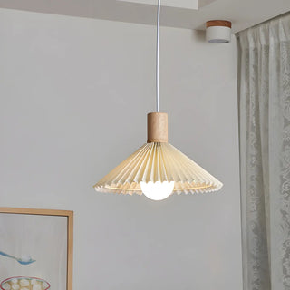 ZOWALA - Modern Cone White Fabric Pleated Fabric Pendant Light Image - 3