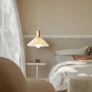 ZOWALA - Modern Cone White Fabric Pleated Fabric Pendant Light Image - 4