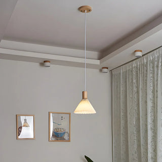 ZOWALA - Modern Cone White Fabric Pleated Fabric Pendant Light Image - 5