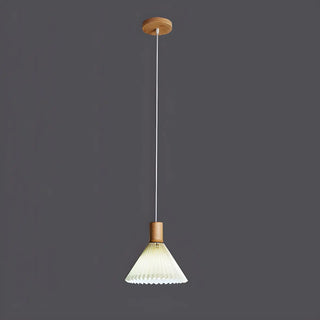 ZOWALA - Modern Cone White Fabric Pleated Fabric Pendant Light Image - 6