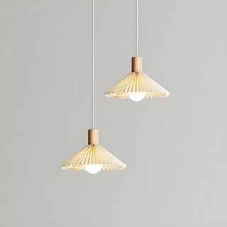 ZOWALA - Modern Cone White Fabric Pleated Fabric Pendant Light Image - 8