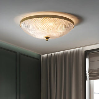 Small Golden Clear Glass Bowl-Shaped Flush Mount Light Zawala Image - 1