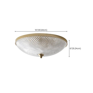 Small Golden Clear Glass Bowl-Shaped Flush Mount Light Zawala #size