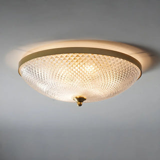 Small Golden Clear Glass Bowl-Shaped Flush Mount Light Zawala Image - 2
