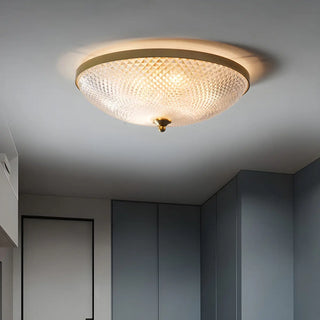 Small Golden Clear Glass Bowl-Shaped Flush Mount Light Zawala Image - 3