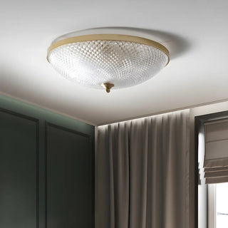 Small Golden Clear Glass Bowl-Shaped Flush Mount Light Zawala Image - 4