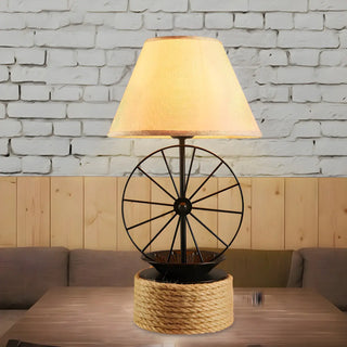 Creative Conical Fabric Black Windmill Decor Table Lamp Zawala Image - 1
