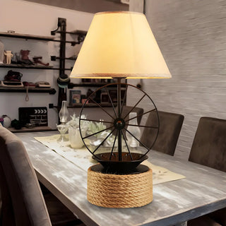 Creative Conical Fabric Black Windmill Decor Table Lamp Zawala Image - 2