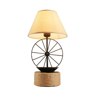 Creative Conical Fabric Black Windmill Decor Table Lamp Zawala Image - 4