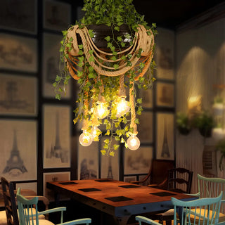Tire Rope Leaf 6-Light Restaurant Farmhouse Chandelier Image - 2