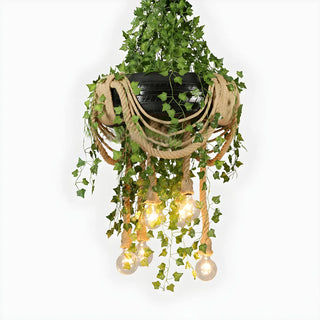 Tire Rope Leaf 6-Light Restaurant Farmhouse Chandelier Image - 4