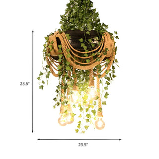 Tire Rope Leaf 6-Light Restaurant Farmhouse Chandelier #size
