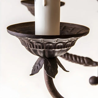 ZOWALA - Wheel Rope Candle Rust Multi-Light Farmhouse Chandelier Image - 5