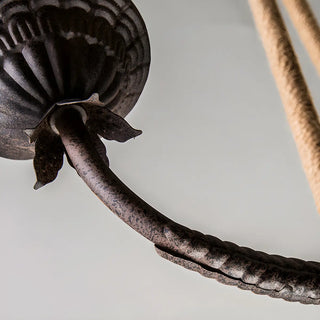 ZOWALA - Wheel Rope Candle Rust Multi-Light Farmhouse Chandelier Image - 7