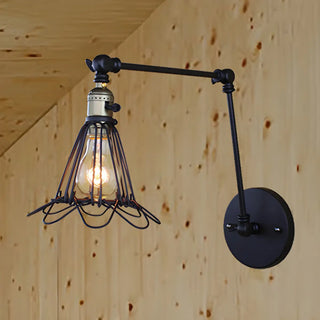 ZOWALA - Farmhouse Swing Arm Wire Adjustable Bronze Wall Light Image - 2