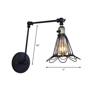 ZOWALA - Farmhouse Swing Arm Wire Adjustable Bronze Wall Light #size
