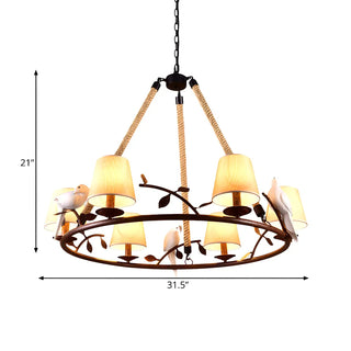 ZOWALA - Rope Bird Wheel Living Room Fabric Farmhouse Chandelier #size