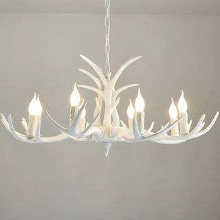 ZOWALA - Antler Wood Brown Candle Restaurant Farmhouse Chandelier Image - 3