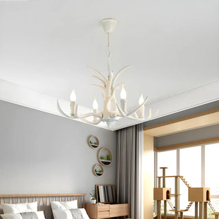 ZOWALA - Antler Wood Brown Candle Restaurant Farmhouse Chandelier Image - 4