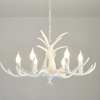 ZOWALA - Antler Wood Brown Candle Restaurant Farmhouse Chandelier Image - 9