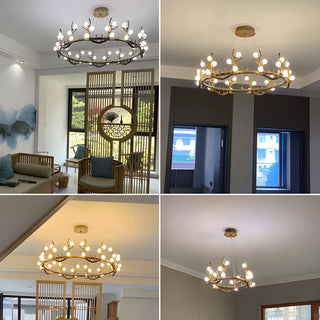 ZOWALA - Antler Wood Living Room Multi-Light Farmhouse Chandelier Image - 10
