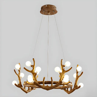 ZOWALA - Antler Wood Living Room Multi-Light Farmhouse Chandelier Image - 11