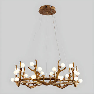 ZOWALA - Antler Wood Living Room Multi-Light Farmhouse Chandelier Image - 12