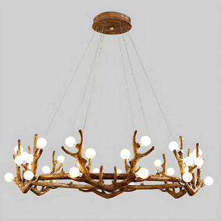 ZOWALA - Antler Wood Living Room Multi-Light Farmhouse Chandelier Image - 13