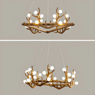 ZOWALA - Antler Wood Living Room Multi-Light Farmhouse Chandelier Image - 14