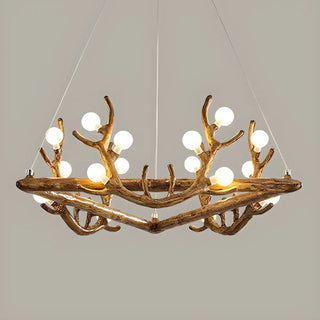 ZOWALA - Antler Wood Living Room Multi-Light Farmhouse Chandelier Image - 15